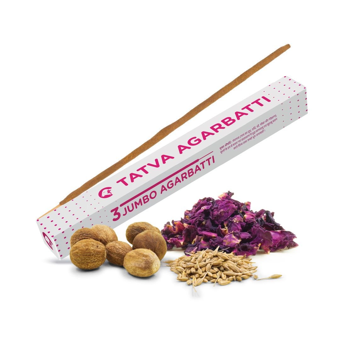 A-Tatva-Jumbo-Agarbatti-Natural-Dhoop-Charcoal-Free-Surbhika-1-1.jpg Tatva Jumbo Agarbatti 16 inch - Image 1